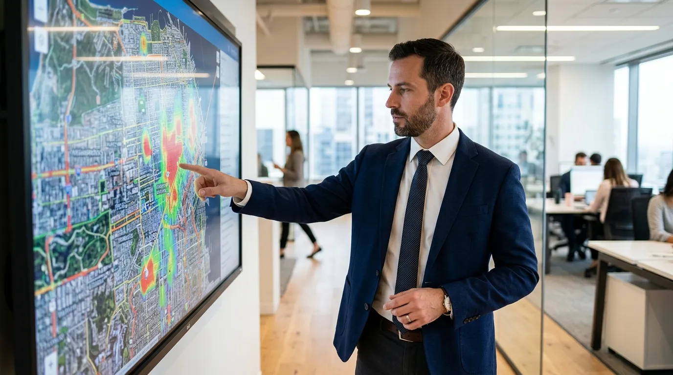 CRE broker using location intelligence tools to research a commercial site