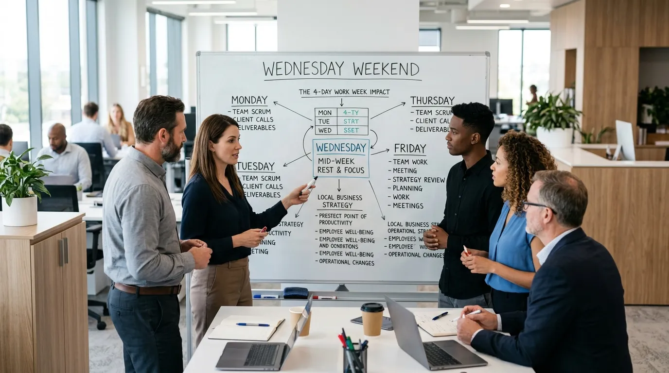 4-day work week impact on productivity and revenue for local businesses